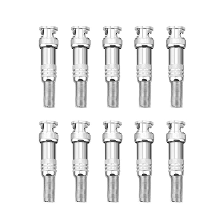 Комплект 10 бр. BNC конектор с пружина, мъжки, винтов тип адаптер за CCTV коаксиална камера RG59 Enforose