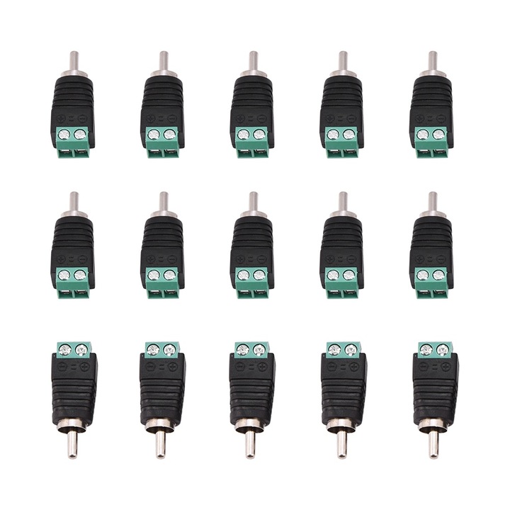 Комплект от 15 броя адаптер за аудио/видео конектор RCA мъжки към винтов терминал AV Enforose