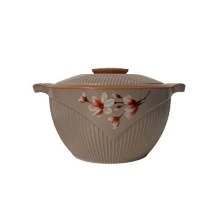 Caserola termica cu capac, capacitate 3.05 l, interior inox dublu, Model floral multicolor