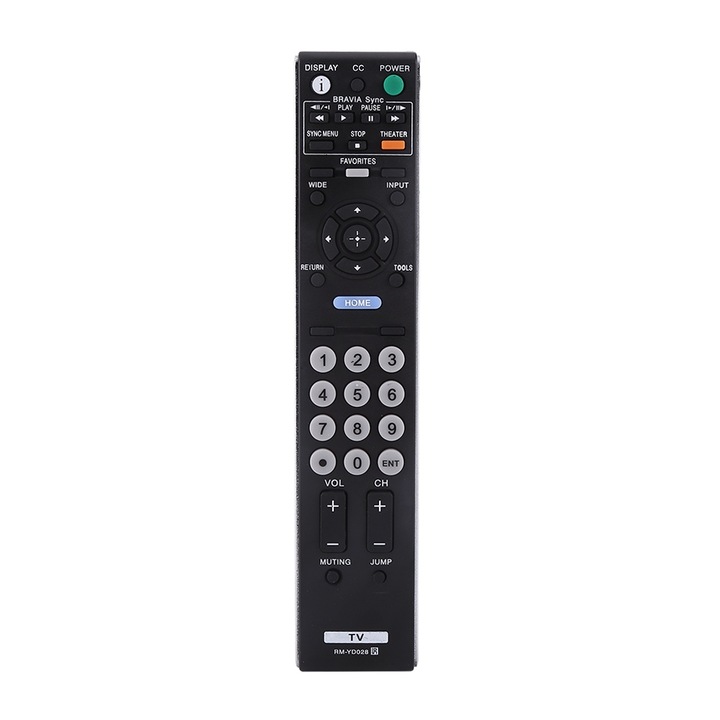 RM-YD028 távirányító Sony TV-hez, mérete 22x4.4x2.6cm, fekete színű, alacsony energiafogyasztás