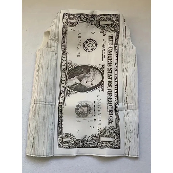 Costum adult model bancnota dolar american, alb cu negru, marime universala