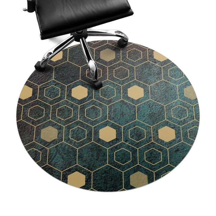 Íróasztal szék alátét, Wallfluent, Geometriai minta, Zöld, fi100 cm, 010250310040000020200