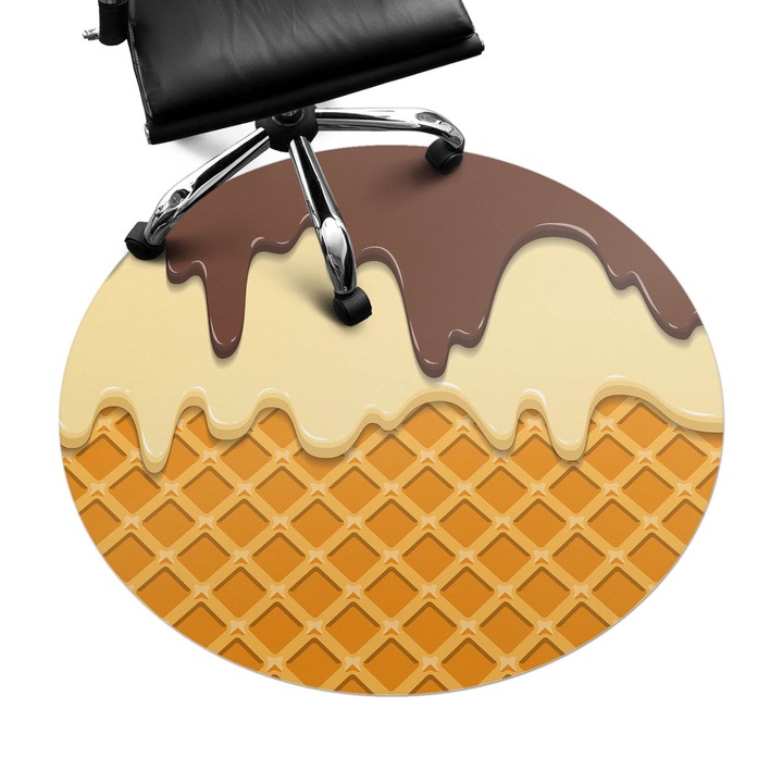 Szék szőnyeg, Wallfluent, Gofri cukormázzal, Narancssárga, fi100 cm, 010250310040000027855