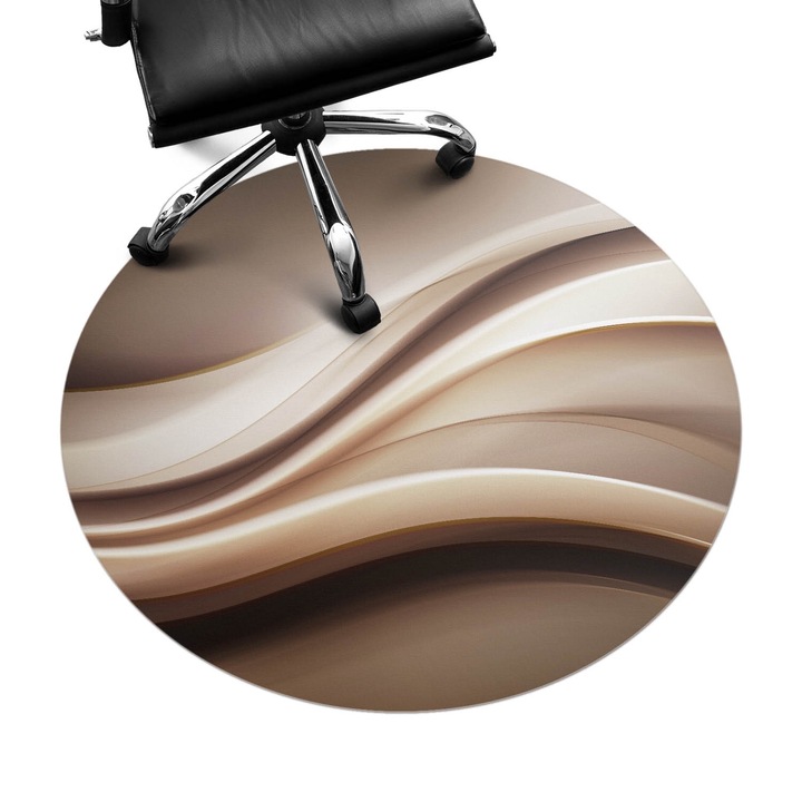 Padlóvédő székalátét, Wallfluent, Hullámos vonalak, Bézs, fi100 cm, 010250310040000005463