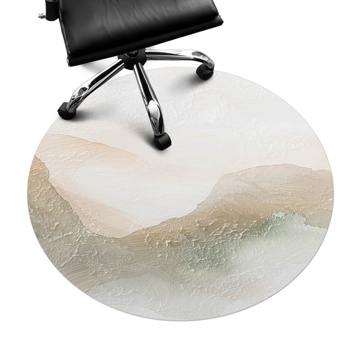 Szék alátét szőnyeg, Wallfluent, Finom absztrakció, Fehér, fi100 cm, 010250310040000019487