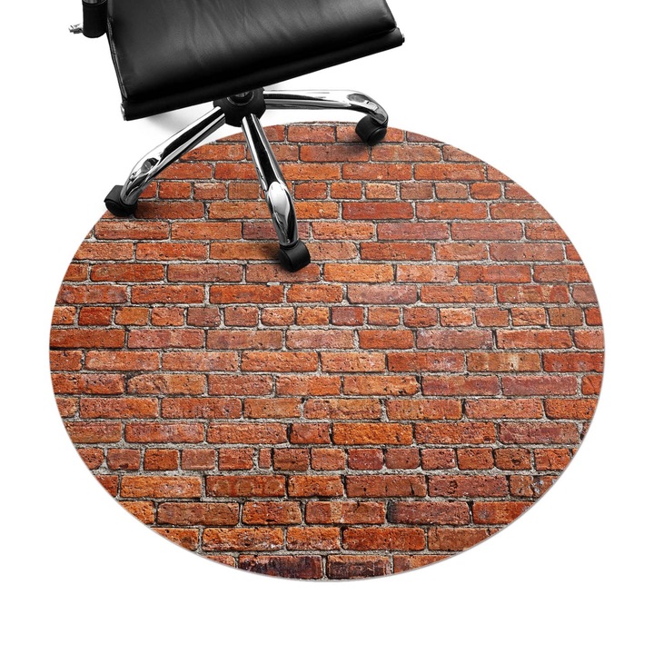 Protectie podea scaun birou, Wallfluent, Zid de caramida, Rosu, fi100 cm, 010250310040000001843