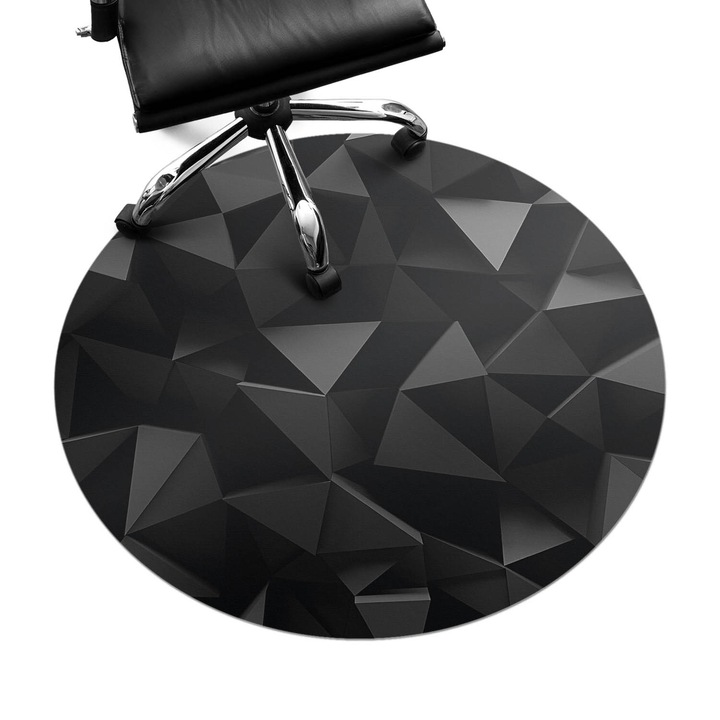 Irodai szék szőnyeg, Wallfluent, Geometrikus 3D alakzatok, Fekete, fi100 cm, 010250310040000005407