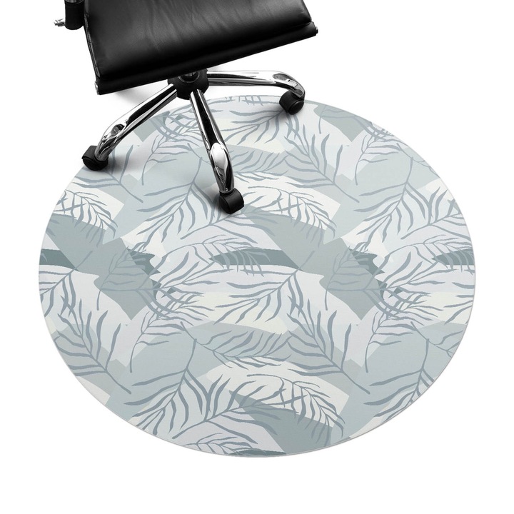 Covoras pentru protectie pardosea, Wallfluent, Frunze in pasteluri, Gri, fi100 cm, 010250310040000033406