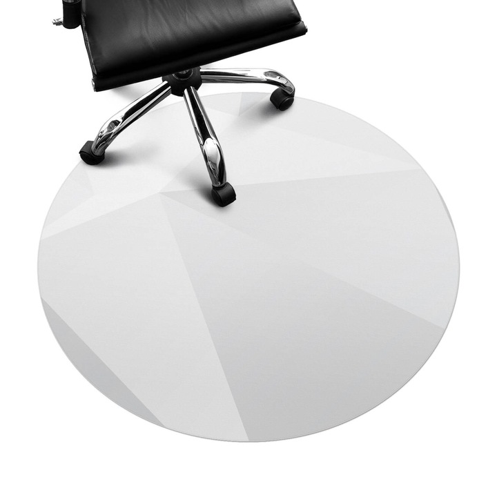 Íróasztal szék alátét, Wallfluent, Geometrikus 3D minta, Fehér, fi100 cm, 010250310040000006051