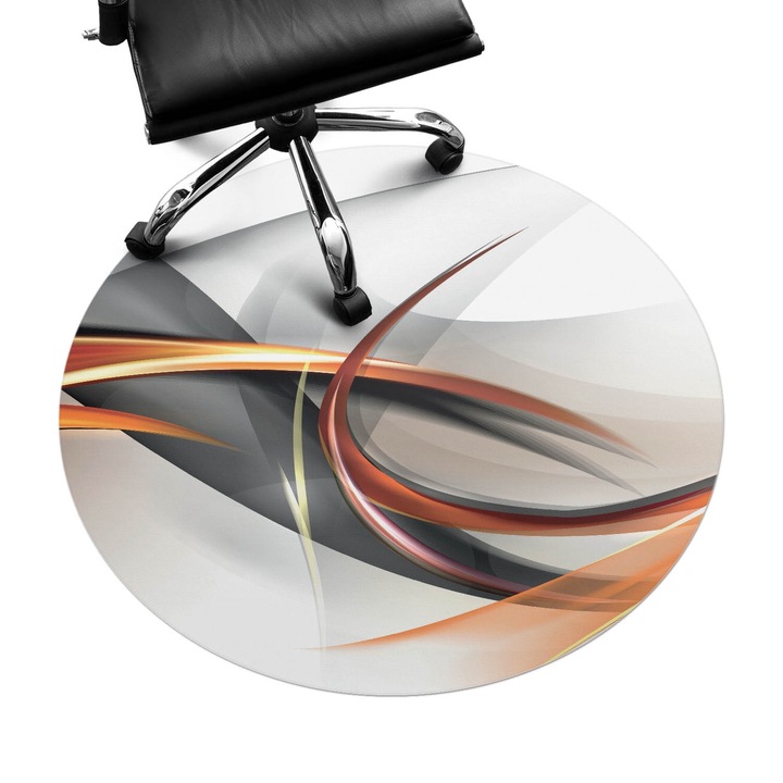 Szék szőnyeg, Wallfluent, Dinamikus hullámok, Fehér, fi100 cm, 010250310040000006028