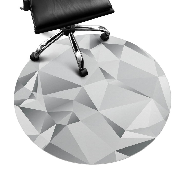 Padlóvédő székalátét, Wallfluent, Geometrikus mozaik, Szürke, fi100 cm, 010250310040000006007