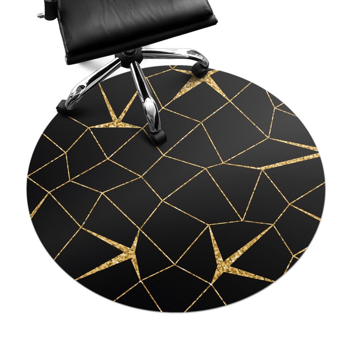 Székalátét, Wallfluent, Geometriai vonal minta, Fekete, fi100 cm, 010250310040000030528