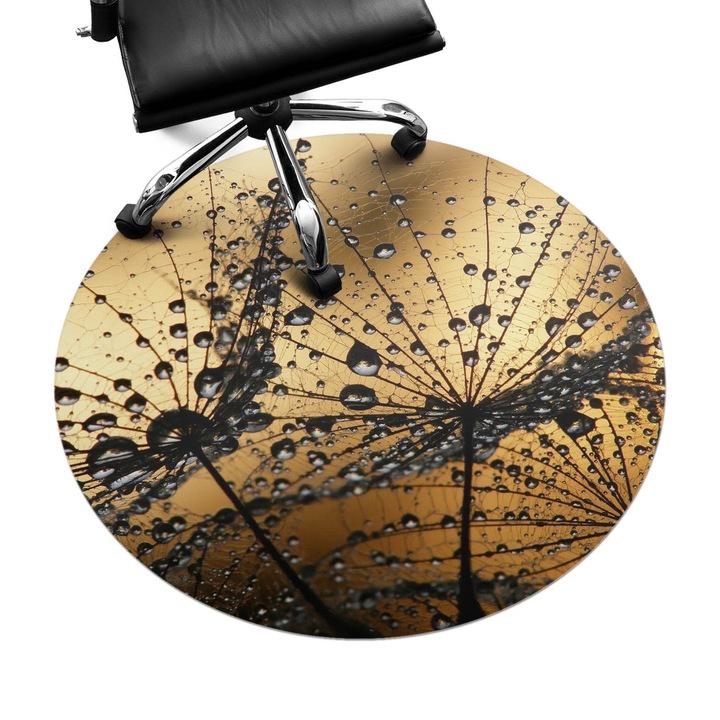 Szék szőnyeg, Wallfluent, Cseppek a pókhálón, Barna, fi100 cm, 010250310040000006302