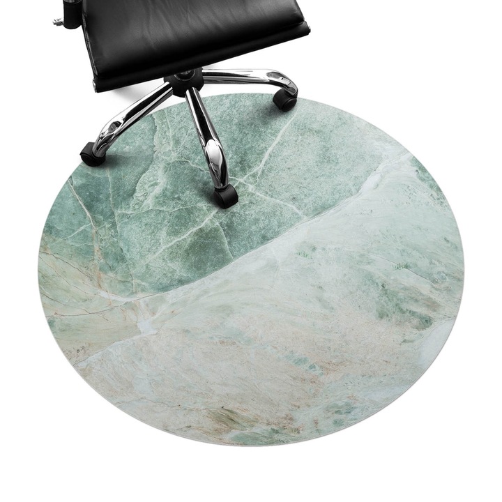 Protectie podea scaun, Wallfluent, Model de marmura, Verde, fi100 cm, 010250310040000032057