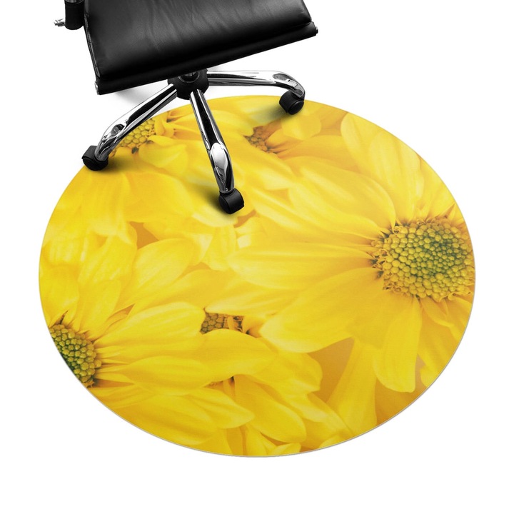 Szék szőnyeg, Wallfluent, Szoláris virágok, Sárga, fi100 cm, 010250310040000077266