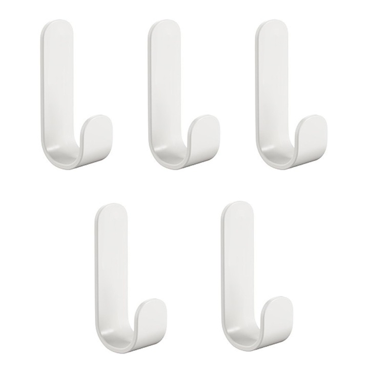Комплект кухненски закачалки AKESON, 5 броя, с лепило за кукички без пробиване, бял