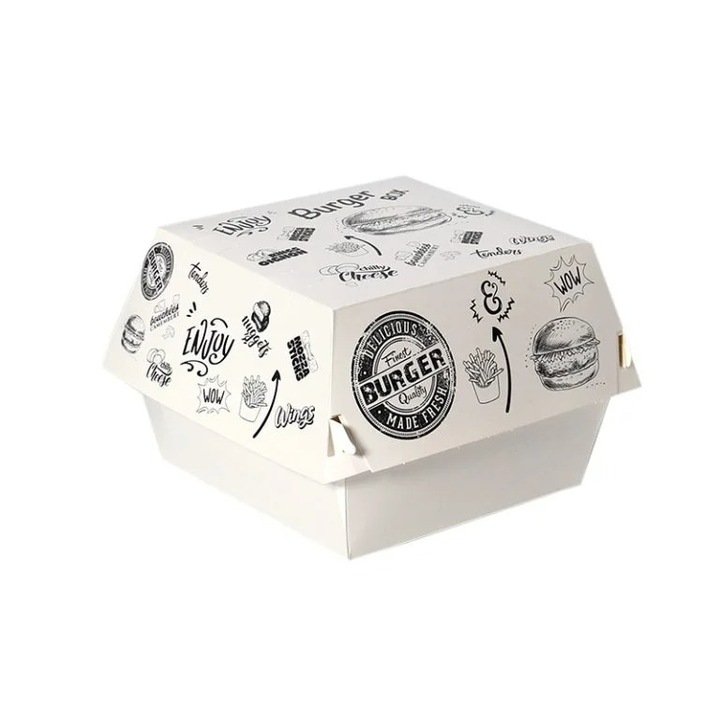 cuti din carton pentru burger street food, 200 buc, dimensiune 11x10x9 portie medie