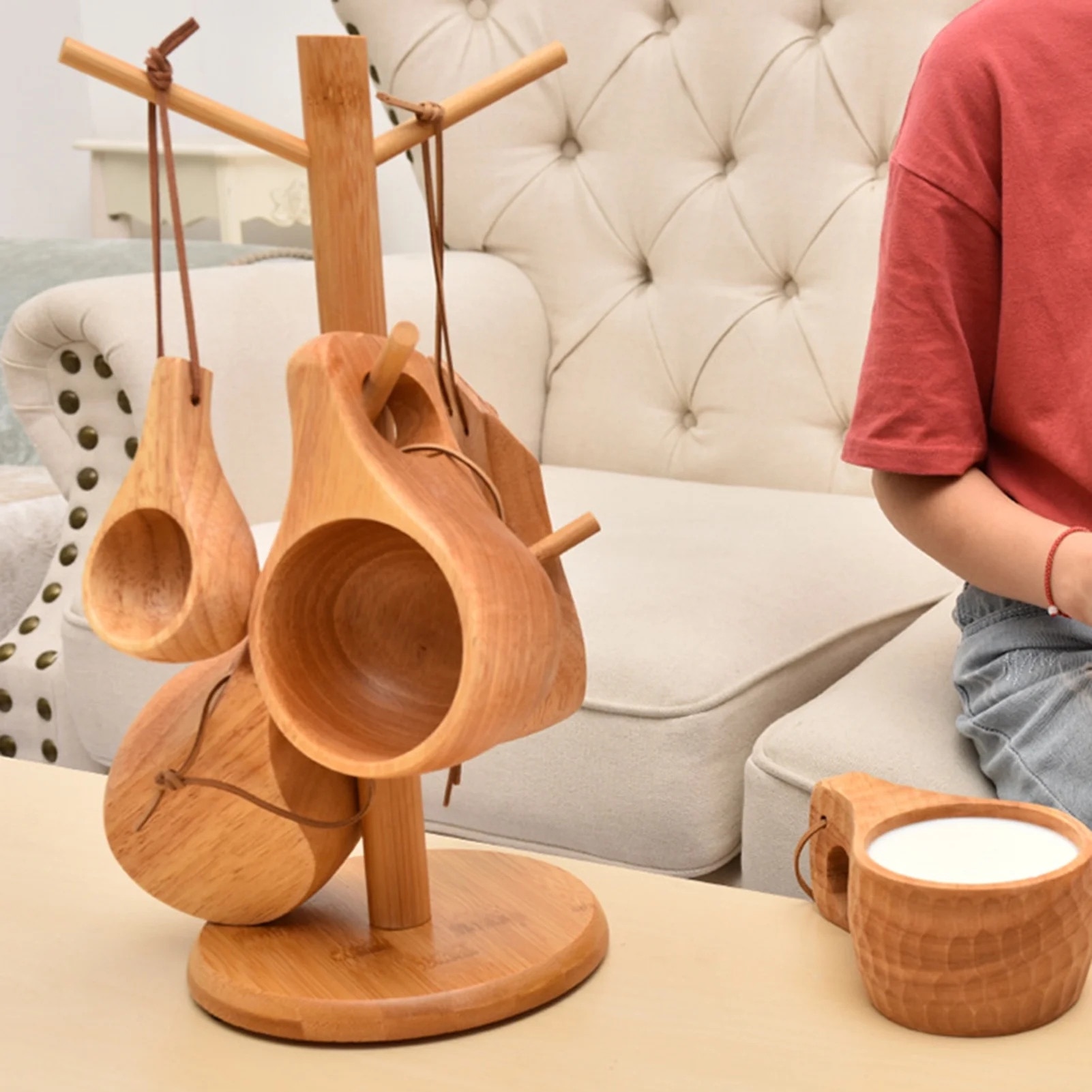 Suport pentru cani din lemn, 6 carlige, multifunctional, 12.5x12