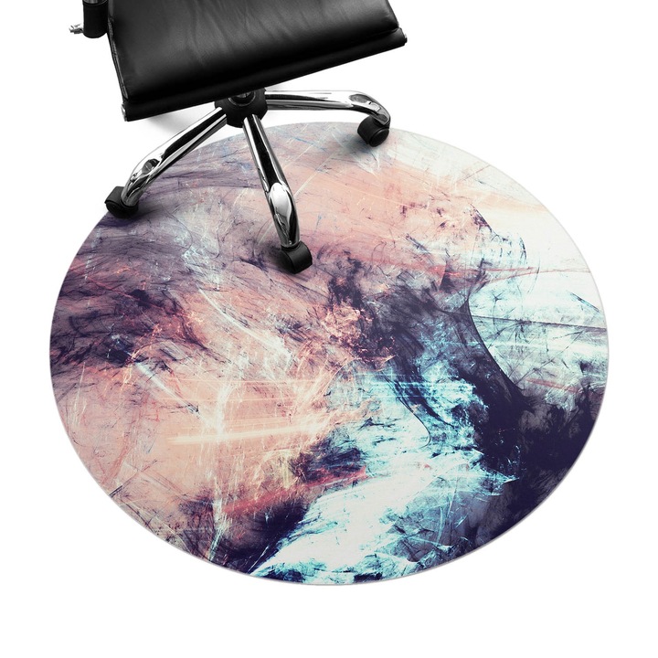 Covoras pentru protectie pardosea, Wallfluent, Haos cu pensula abstracta, Bej, fi100 cm, 010250310040000075063