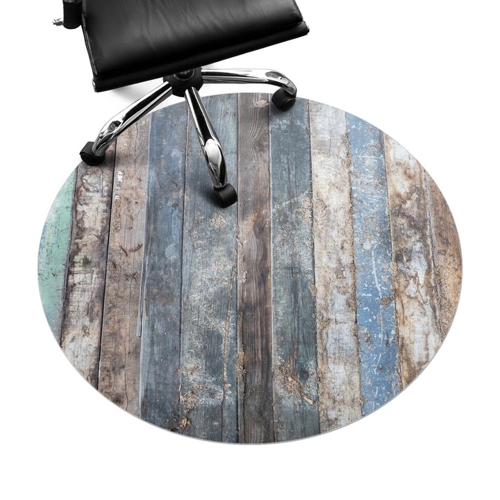 Padlóvédő székalátét, Wallfluent, Régi vintage táblák, Szürke, fi100 cm, 010250310040000057124