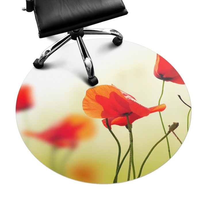 Protectie podea birou, Wallfluent, Flori in vant, Rosu, fi100 cm, 010250310040000077155