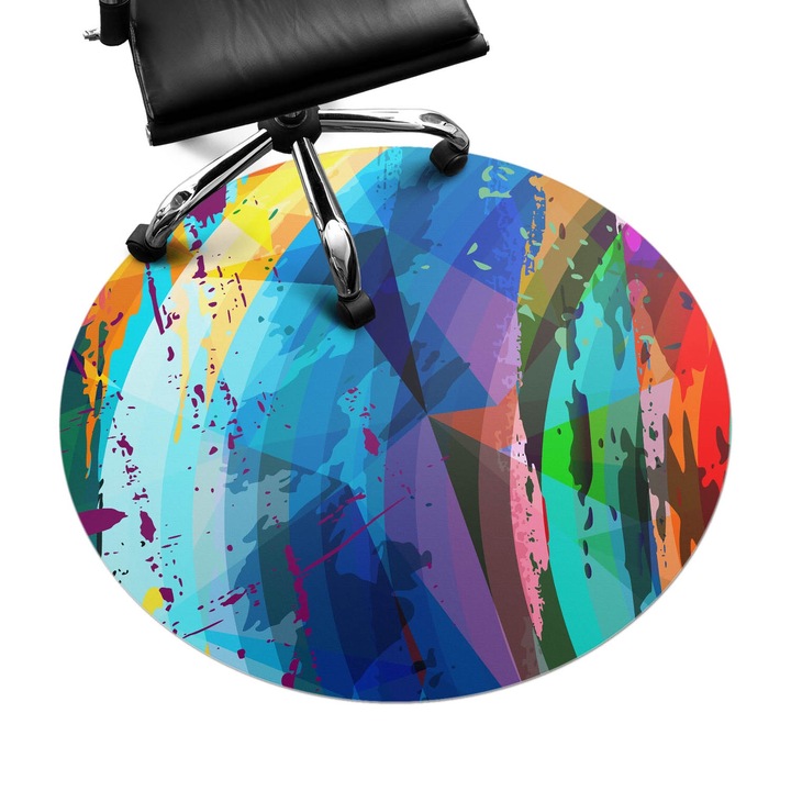 Irodai szék szőnyeg, Wallfluent, Absztrakt mozaik, Többszínű, fi100 cm, 010250310040000075018