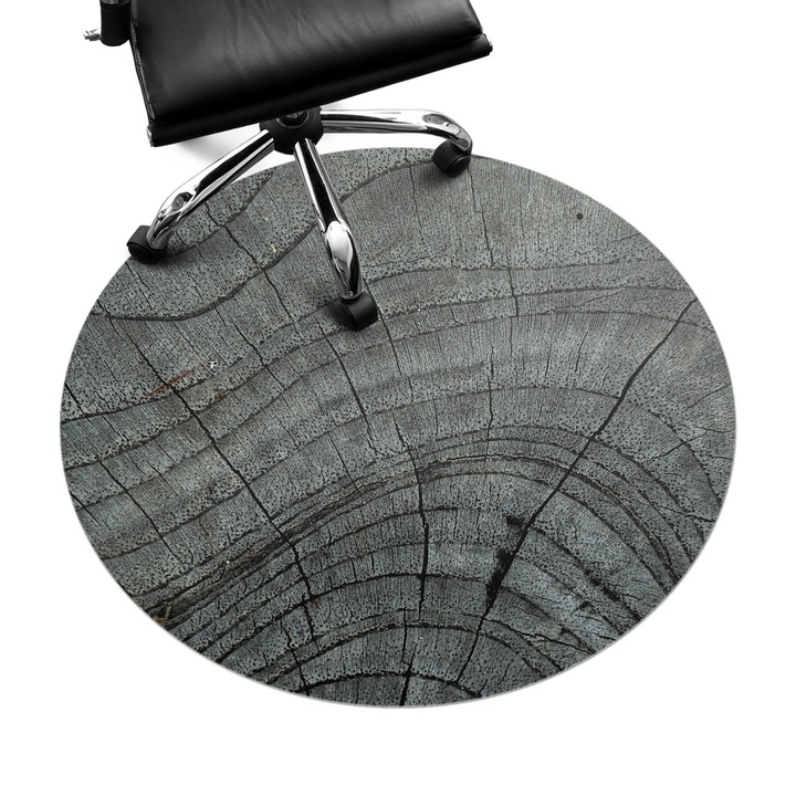 Irodai szék szőnyeg, Wallfluent, Fa erezet, Szürke, fi100 cm, 010250310040000282502