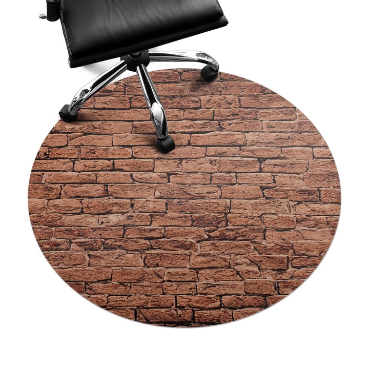 Protectie podea birou, Wallfluent, Perete retro de caramida, Maro, fi100 cm, 010250310040000282492