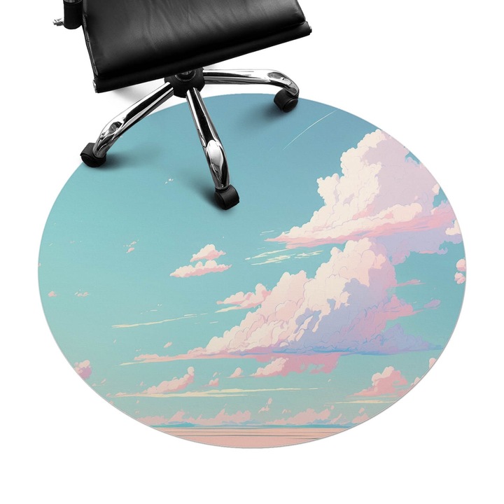 Szék alátét szőnyeg, Wallfluent, Felhők az égen, Türkiz, fi100 cm, 010250310040000075328