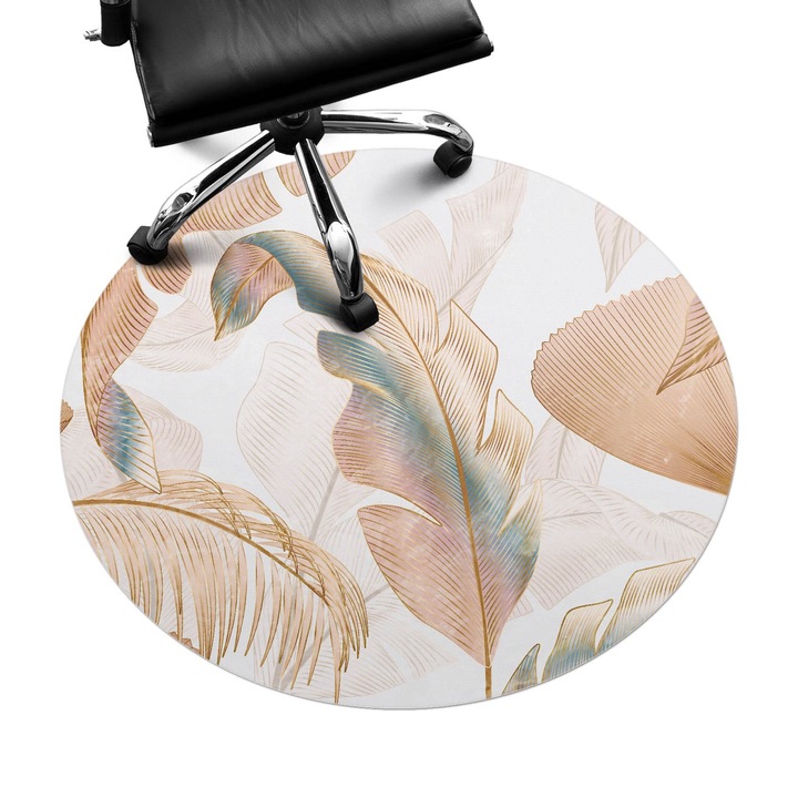 Padlóvédő székalátét, Wallfluent, Finom levelek, Bézs, fi100 cm, 010250310040000088311