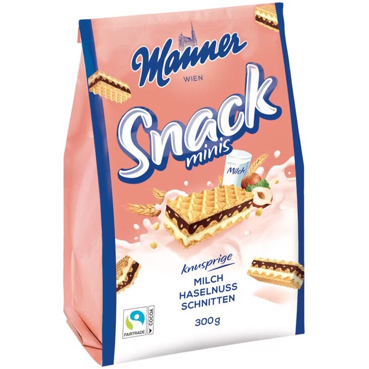 Napolitane Snacks Minis cu lapte Manner, 300g