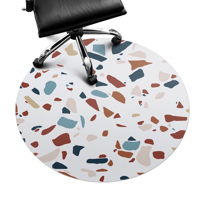 Covoras pentru protectie pardosea, Wallfluent, Mozaic de pietricele, Multicolor, fi100 cm, 010250310040000077410