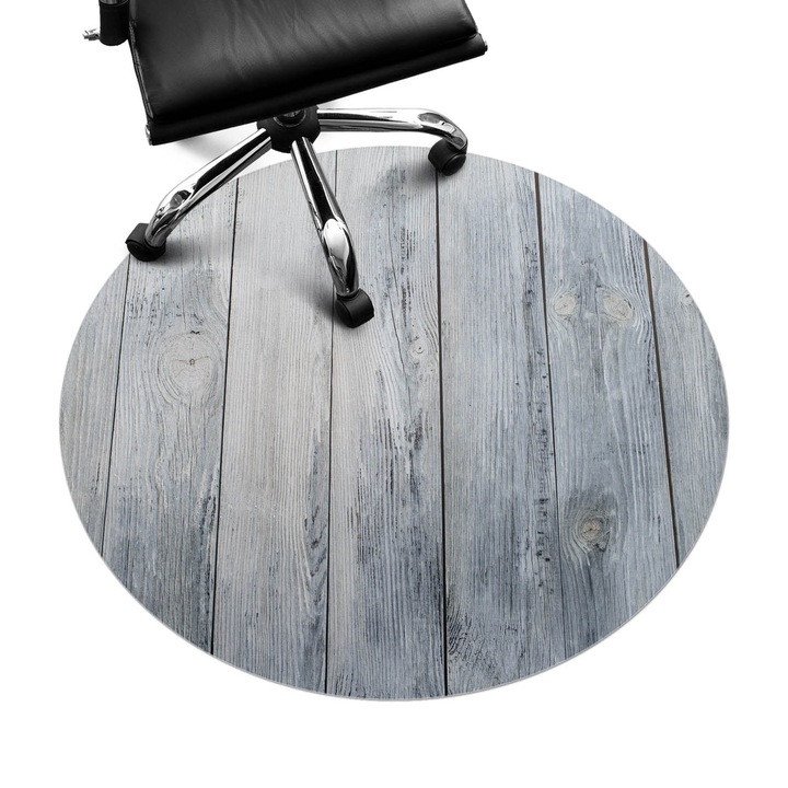 Covoras pentru protectie pardosea, Wallfluent, Scanduri in stil rustic, Gri, fi100 cm, 010250310040000057129