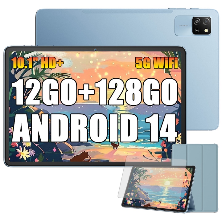 Таблет Blackview Tab 60 Pro, 10.1 инча, Android 15, 2.4G+5G, WiFi 6, 24GB Ram (8GB + 16GB разширяема), 128GB ROM, разширяема 1TB, 5100mAh, поддръжка за GPS позициониране, син