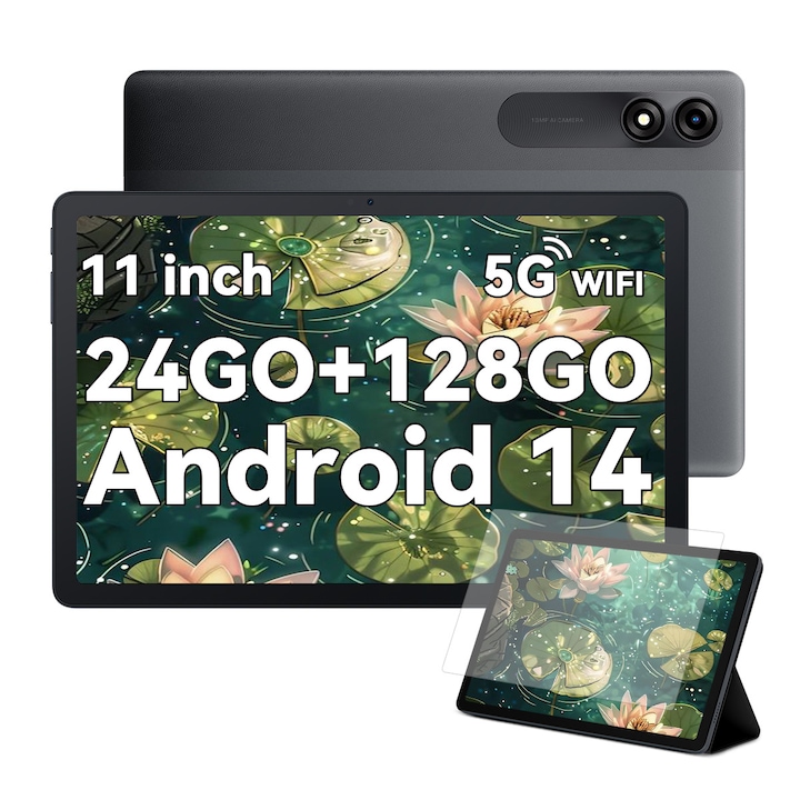 Таблет Blackview Tab 90, 10.918 инча, Android 14, WiFi, две SIM карти, 24GB Ram (8GB + 16GB разширяема), 128GB ROM, разширяема 1TB, 8200mAh, календар, калкулатор, будилник, Silver Gray