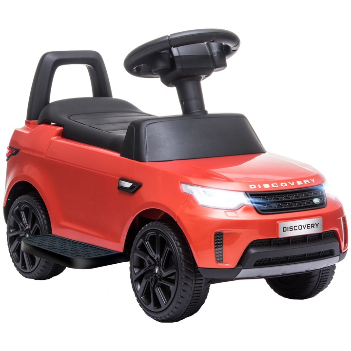 Masina electrica 2 in 1 pentru copii 6V cu licenta Land Rover, AIYAPLAY, cu muzica, USB si MP3, viteza 3km/h, varsta 18 luni-5 ani, 65x43x40 cm, rosu