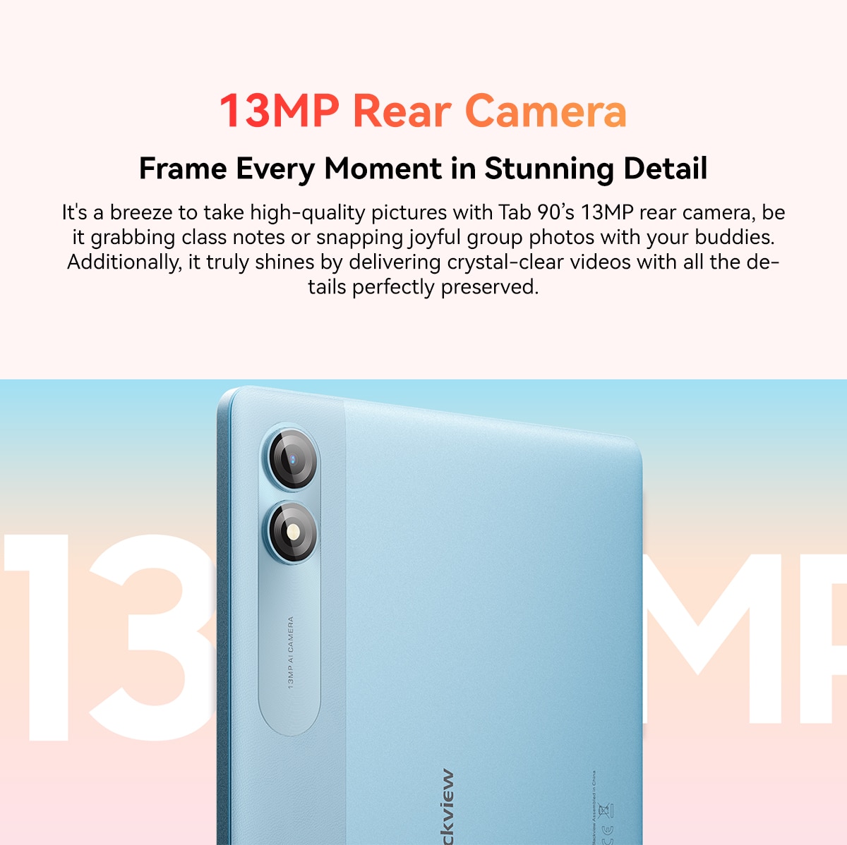 Tableta Blackview Tab 90, 10.918 inch, Android 14, WiFi, Doua cartele SIM, 24GB Ram(8GB + 16GB extensibili), 128GB ROM, Expandabil 1TB, 8200mAh, Calendar, Calculator, Ceas cu alarma, Fantoma albastru