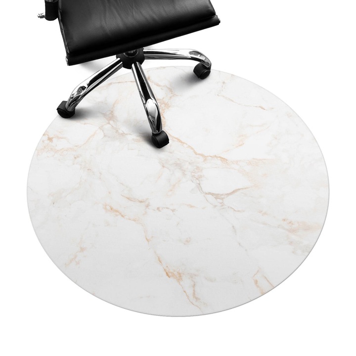 Padlóvédő székalátét, Wallfluent, Márvány erek, Fehér, fi100 cm, 010250310040000088372