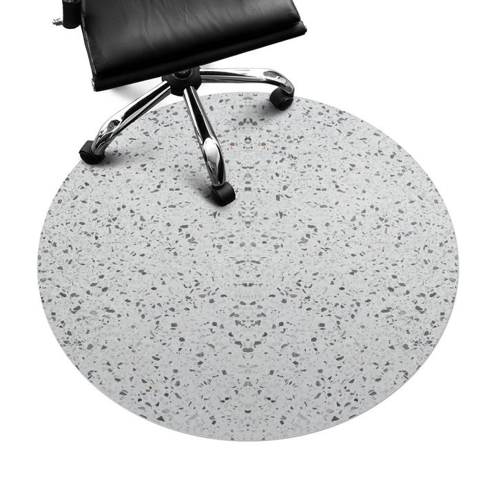 Szék szőnyeg, Wallfluent, Terrazzo szimmetria, Szürke, fi100 cm, 010250310040000057087