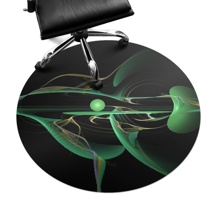 Szék alátét szőnyeg, Wallfluent, Absztrakt hullám, Zöld, fi100 cm, 010250310040000273960