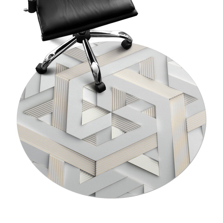 Szék alátét szőnyeg, Wallfluent, Geometrikus szövés, Szürke, fi100 cm, 010250310040000033993