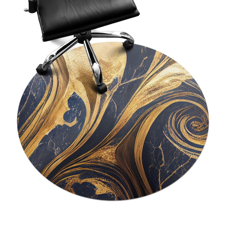 Szék szőnyeg, Wallfluent, Absztrakt kavarog, Tengerészkék, fi100 cm, 010250310040000282559