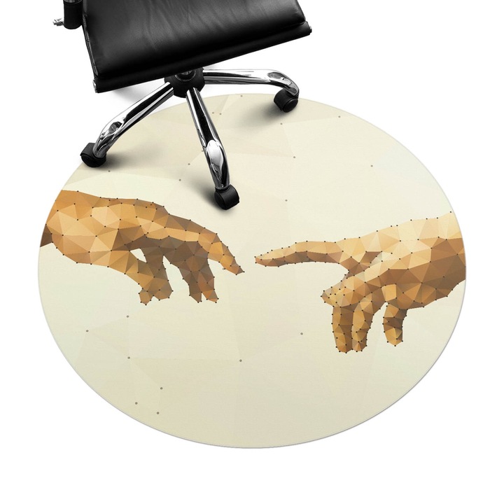 Szék alátét szőnyeg, Wallfluent, Geometrikus kezek, Bézs, fi100 cm, 010250310040000074903