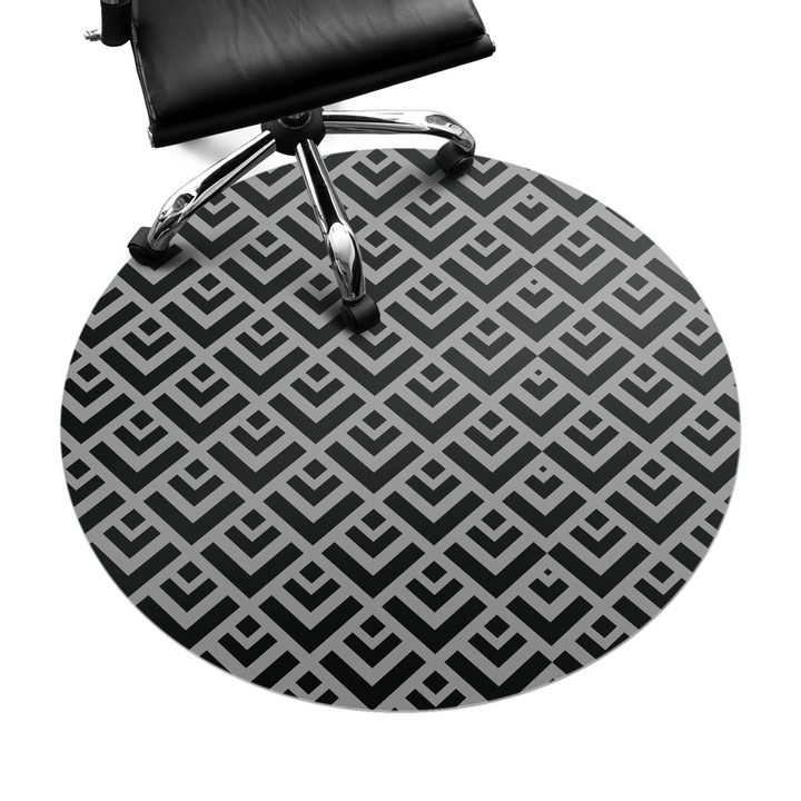 Covoras pentru protectie podea, Wallfluent, Model retro geometric, Multicolor, fi100 cm, 010250310040000282508