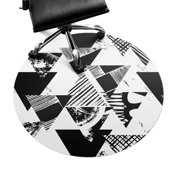 Covoras pentru protectie pardosea, Wallfluent, Triunghiuri abstracte, Multicolor, fi100 cm, 010250310040000075236