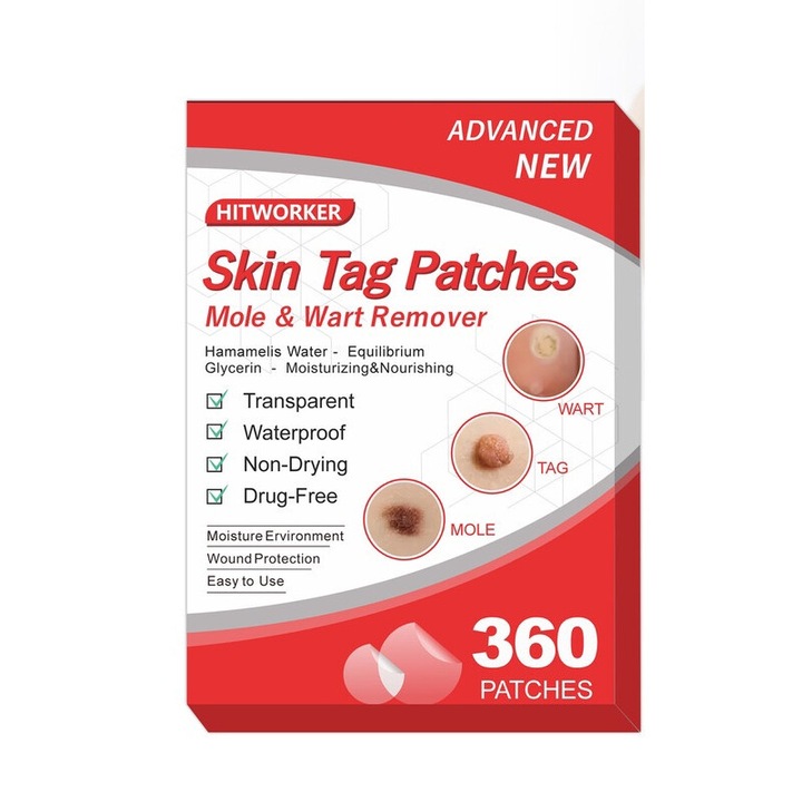 Лепенки за премахване на бенки, Hitworker, 360 броя, с масло от чаено дърво и салицилова киселина, без формалдехид, нежно 8-часово лечение