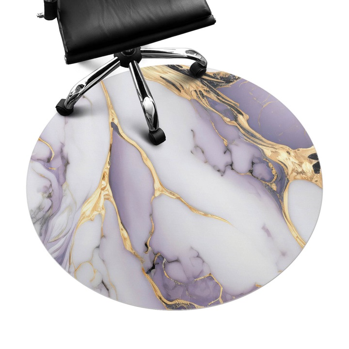 Covoras pentru protectie pardosea, Wallfluent, Valuri de marmura, Violet, fi100 cm, 010250310040000282613