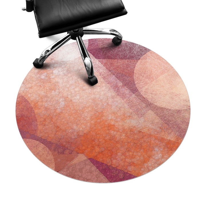 Irodai szék szőnyeg, Wallfluent, Absztrakt körök, Narancssárga, fi100 cm, 010250310040000075119