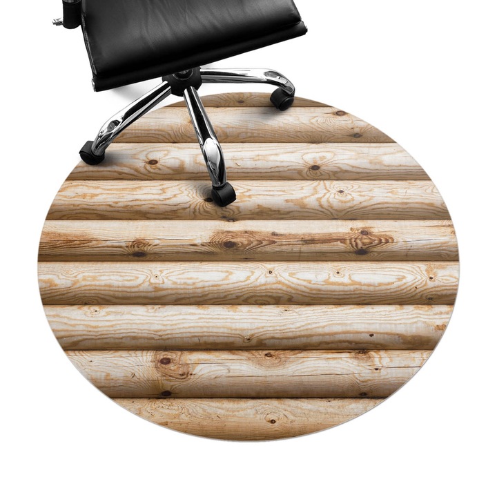 Szék alátét szőnyeg, Wallfluent, Fahasábok egy sorban, Bézs, fi100 cm, 010250310040000057122