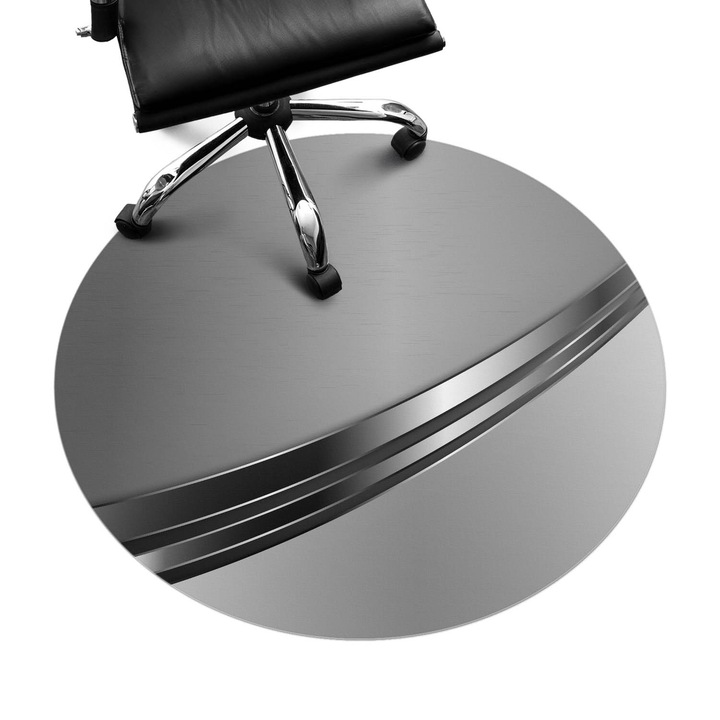 Covoras pentru protectie pardosea, Wallfluent, Linii metalice, Gri, fi100 cm, 010250310040000274305